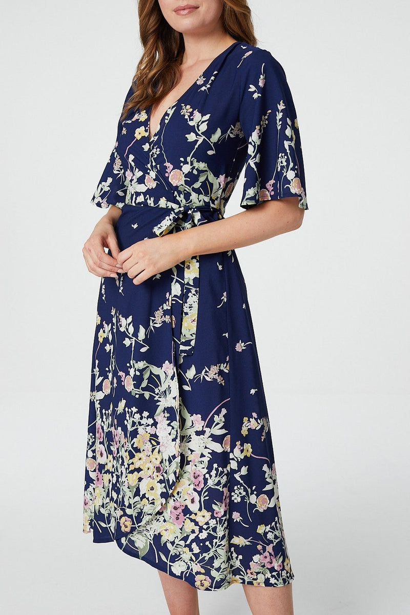 Floral Short Sleeve Wrap Dress | Izabel London